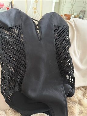 Robin Piccone Black One-Piece Swimsuit with Crochet Side Panels